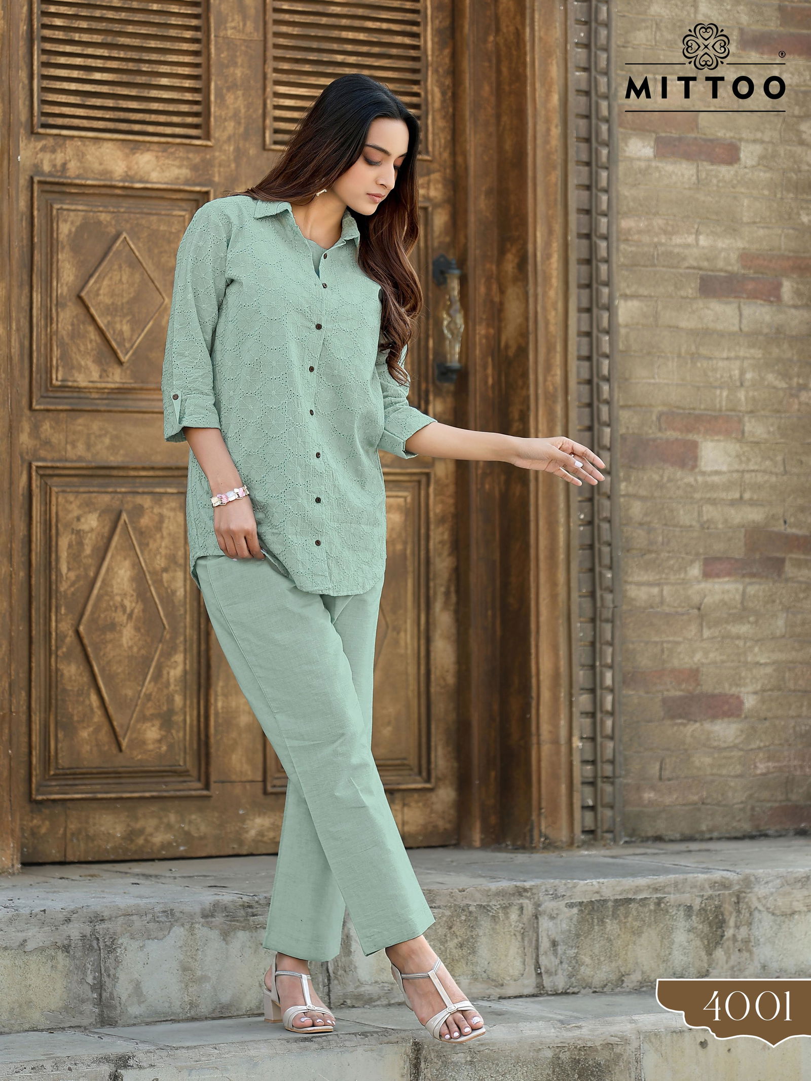 Veena By Mittoo Shifli Cotton Fancy Western Ladies Top With Bottom Wholesale Online